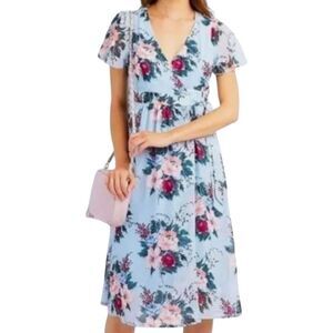 Charlotte russe wrap dress blue floral size XS